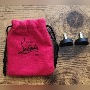 Christian Louboutin Red Pouch with Black Heel Tips For Booties, Ankle Boots.